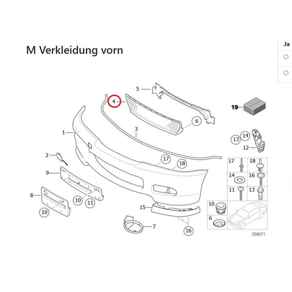 BMW E46 COUPE CABRİO 98-06 M-TECH ÖN TAMPON ORTA IZGARA