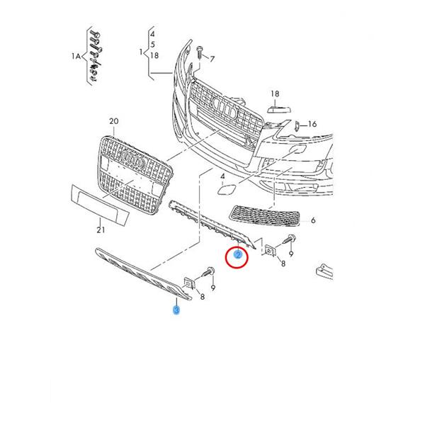 AUDİ Q7 4L 2006-2015 S-LİNE ÖN TAMPON ALT ORTA IZGARA