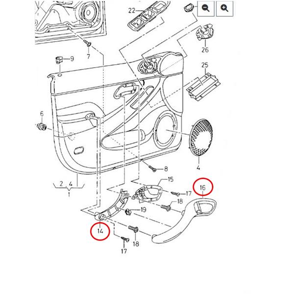 SEAT TOLEDO 1M 1998-2004 İÇ KAPI ÇEKME KOLU SİYAH ÖN SOL