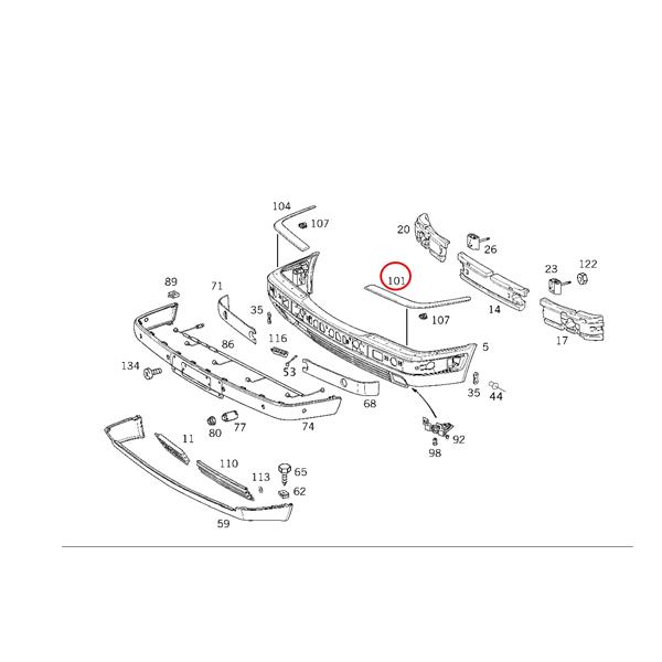 MERCEDES E SERİSİ W210 S210 1996-2003 ÖN TAMPON NİKELAJI SAĞ