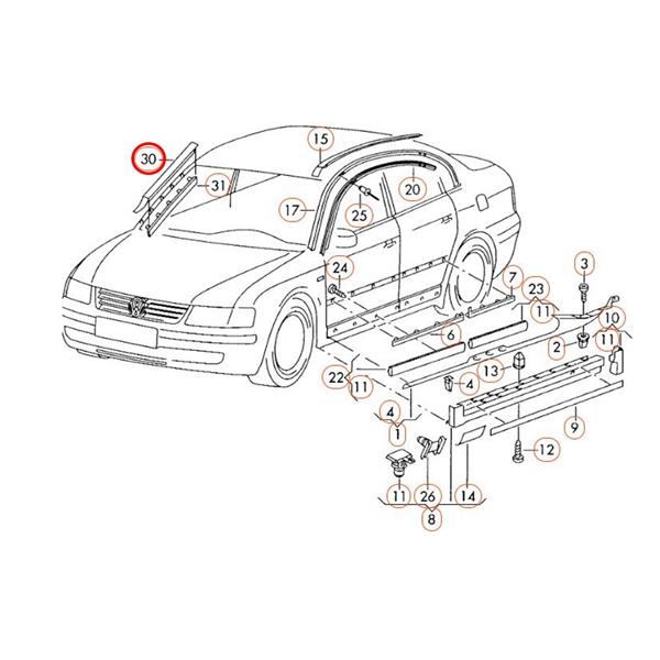 SKODA SUPERB 3U 2001-2008 ÖN CAM ÇITASI SAĞ ORİJİNAL