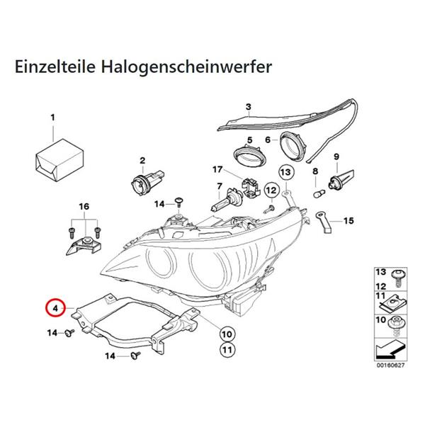 BMW 5 SERİSİ E60 E61 2003-2010 FAR BRAKETİ ÖN SAĞ ORİJİNAL