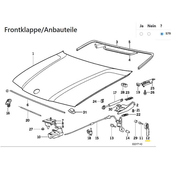 BMW Z3 E36 1997-2003 KAPUT İÇ AÇMA KOLU PLASTİK