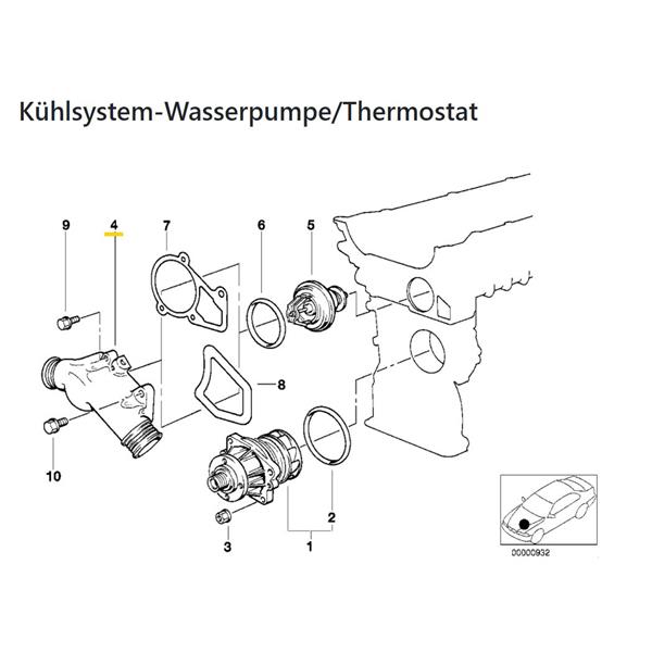 BMW 5 SERİSİ E34 89-97 M50 M52 TERMOSTAT KAPAĞI ALÜMİNYUM