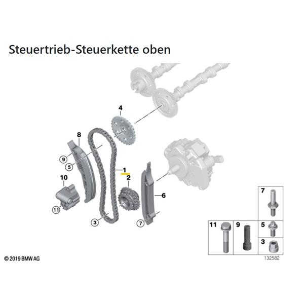 BMW 3 SERİSİ E46 01-05 320d 330d M47 M57 DİZEL ZİNCİR SETİ ÜST FEBİ